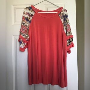 All The Above Coral Printed Top Purchased from Tee For The Soul
